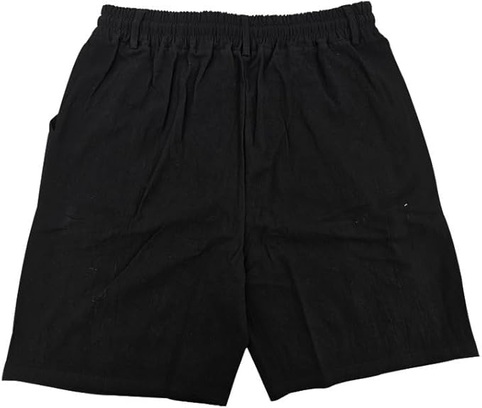 Solid Color Linen Men's Shorts Elastic Waist Casual Beach Pants Summer Classic Fashion Summer Loose Straight Short