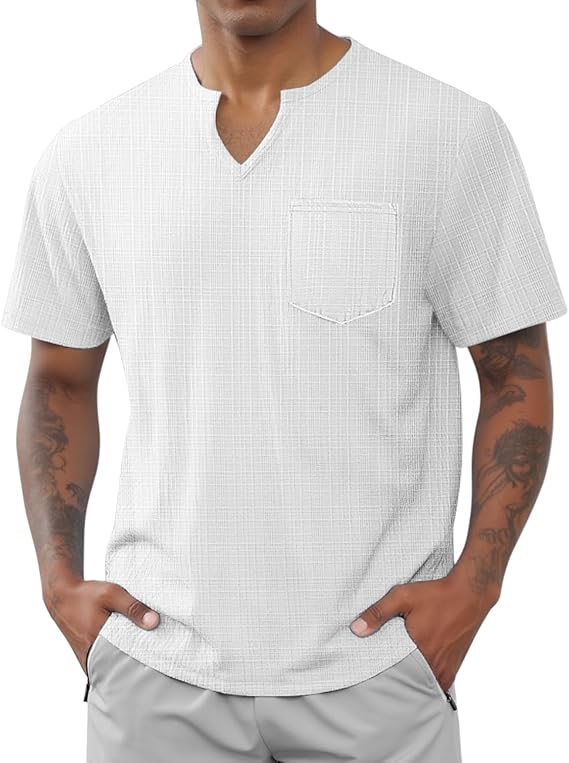 Men's V Neck T Shirts Short Sleeve Summer Casual Stylish Fitted Stretch Tees for Men