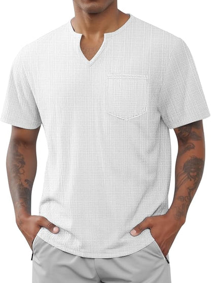 Men's V Neck T Shirts Short Sleeve Summer Casual Stylish Fitted Stretch Tees for Men