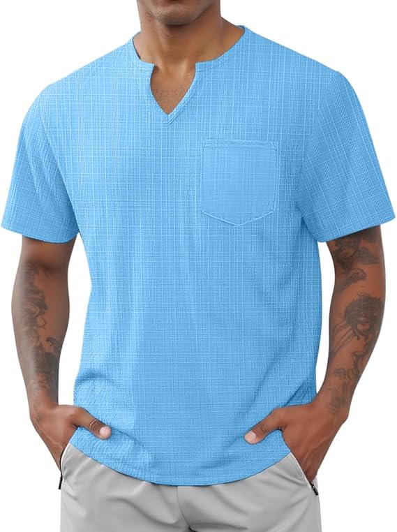 Men's V Neck T Shirts Short Sleeve Summer Casual Stylish Fitted Stretch Tees for Men
