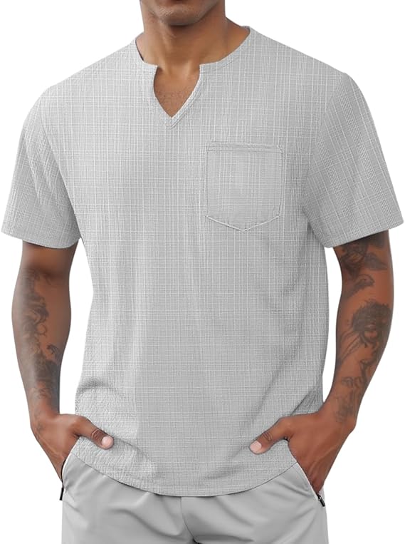 Men's V Neck T Shirts Short Sleeve Summer Casual Stylish Fitted Stretch Tees for Men