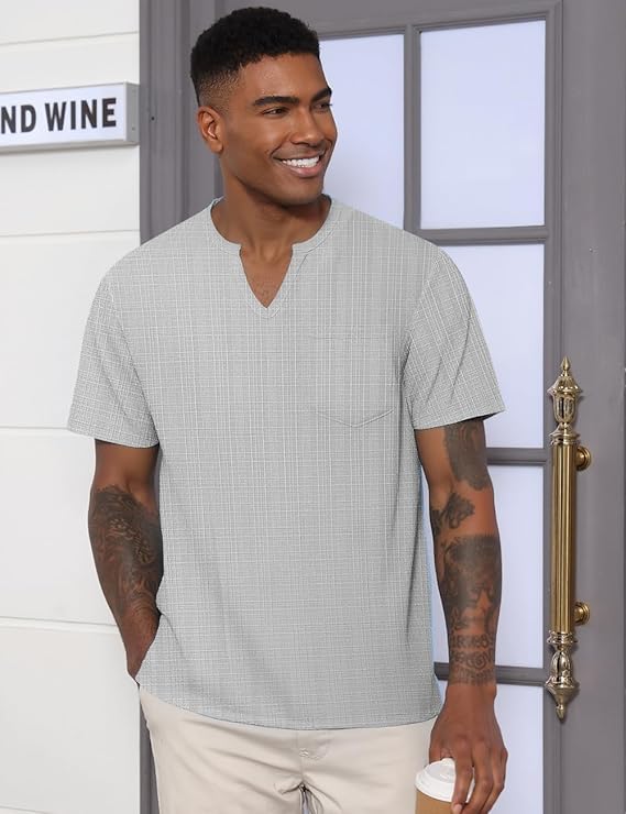 Men's V Neck T Shirts Short Sleeve Summer Casual Stylish Fitted Stretch Tees for Men