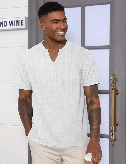 Men's V Neck T Shirts Short Sleeve Summer Casual Stylish Fitted Stretch Tees for Men