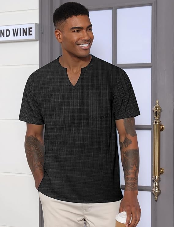 Men's V Neck T Shirts Short Sleeve Summer Casual Stylish Fitted Stretch Tees for Men