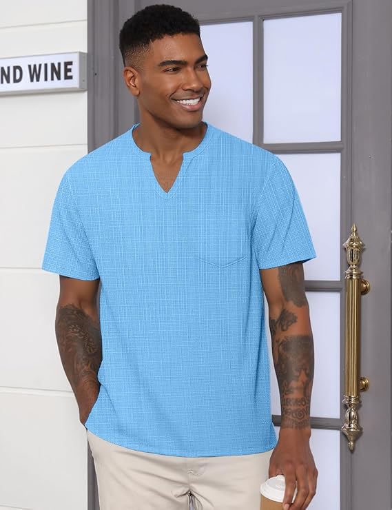 Men's V Neck T Shirts Short Sleeve Summer Casual Stylish Fitted Stretch Tees for Men