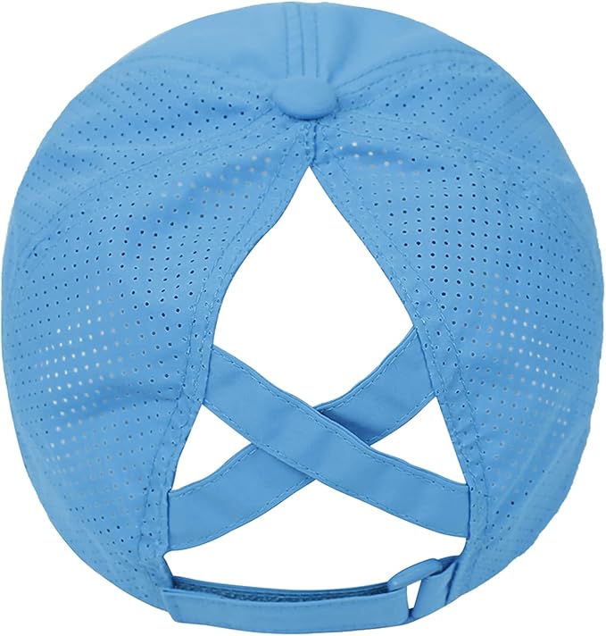 Womens Criss Cross Ponytail Baseball Cap Adjustable High Messy Bun Ponycap Quick Drying Hat