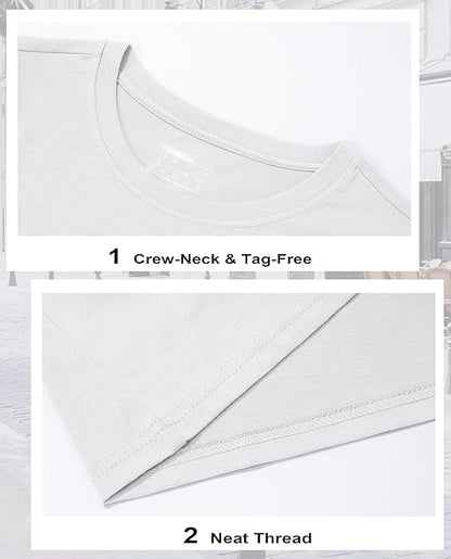 Women's Cotton T-Shirts Short-Sleeve Shirts Crew-Neck Tops Classic-Fit Breathable Casual Summer Tees