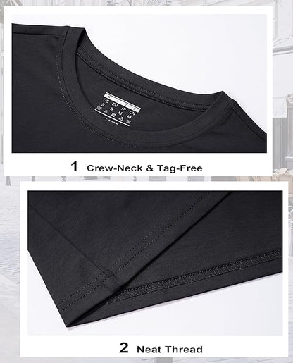 Women's Cotton T-Shirts Short-Sleeve Shirts Crew-Neck Tops Classic-Fit Breathable Casual Summer Tees