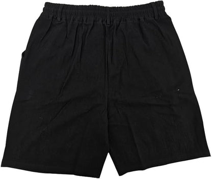 Solid Color Linen Men's Shorts Elastic Waist Casual Beach Pants Summer Classic Fashion Summer Loose Straight Short
