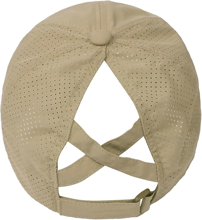 Womens Criss Cross Ponytail Baseball Cap Adjustable High Messy Bun Ponycap Quick Drying Hat
