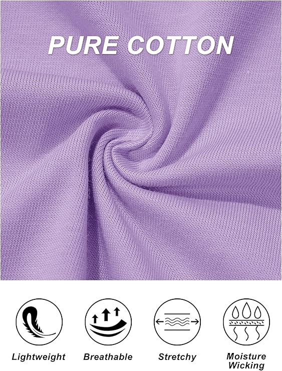 Women's Cotton T-Shirts Short-Sleeve Shirts Crew-Neck Tops Classic-Fit Breathable Casual Summer Tees