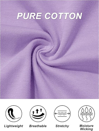Women's Cotton T-Shirts Short-Sleeve Shirts Crew-Neck Tops Classic-Fit Breathable Casual Summer Tees