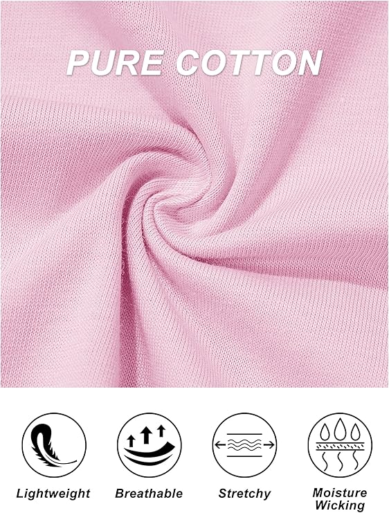 Women's Cotton T-Shirts Short-Sleeve Shirts Crew-Neck Tops Classic-Fit Breathable Casual Summer Tees