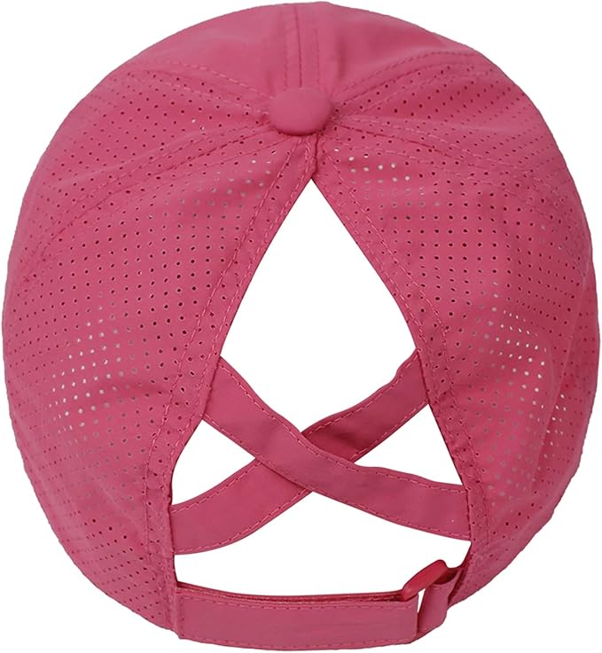 Womens Criss Cross Ponytail Baseball Cap Adjustable High Messy Bun Ponycap Quick Drying Hat